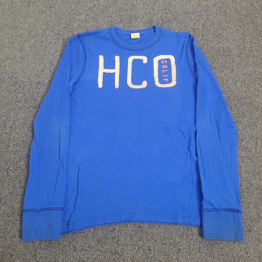 Hollister Small Long Sleeve Graphic Tee Mens Blue HCO California Applique Shirt